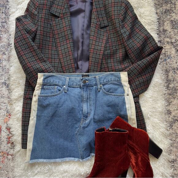 JUST BLACK BRAND Side Stripe two tone Denim Mini Skirt Large - Picture 7 of 7